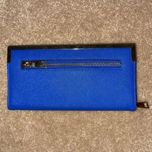 Electric Blue Gold Metal Clutch Wallet